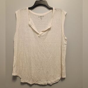 LOFT Women's Cream Sleeveless Linen Top Size Large